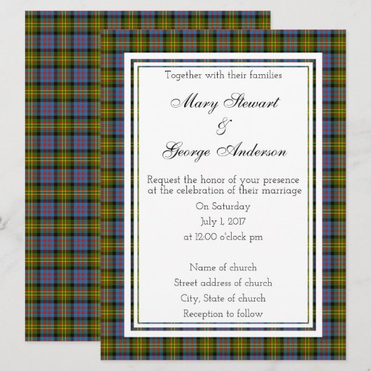 Bowie Scottish Wedding Invitation Kaart (Voorkant / Achterkant)