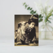  Bowing Geisha Sepia Toned お 儀 Japans Briefkaart (Staand voorkant)