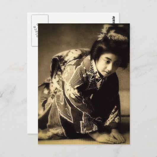  Bowing Geisha Sepia Toned お 儀 Japans Briefkaart (Voorkant / Achterkant)