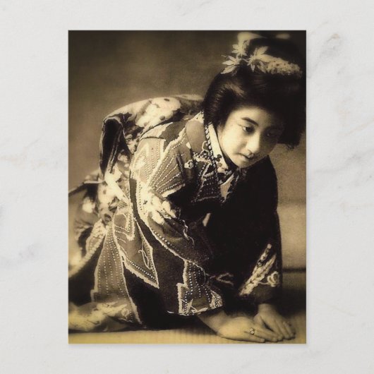  Bowing Geisha Sepia Toned お 儀 Japans Briefkaart (Voorkant)