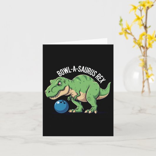 Bowl-a-saurus Rex Funny Dinosaur Bowling Humor Pun Kaart (Gele Bloem)
