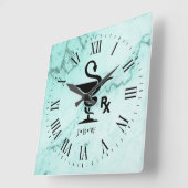 Bowl de Hygenia Pharmacist Custom Initials Marble Vierkante Klok (Hoek)