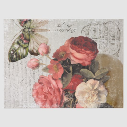 Bowl Florals en vlinder ontkoppeling Tissuepapier (Voorkant)