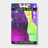 Bowl Glow Bowling Birthday Light VIP Pass Badge (Achterkant)
