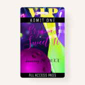 Bowl Glow Bowling Birthday Light VIP Pass Badge (Voorkant)