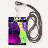 Bowl Glow Bowling Birthday Light VIP Pass Badge (Achterkant met draagriem)