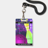 Bowl Glow Bowling Verjaardagsfeest Licht VIP Pas Badge (Achterkant met lanyard)