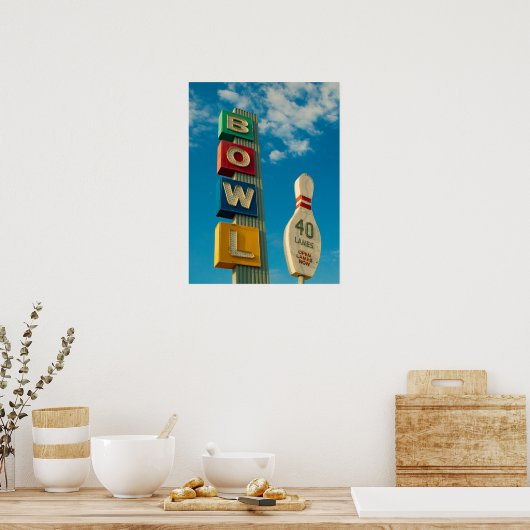 BOWL in kleur -  Bowling Alley Neon Sign Poster (Keuken)