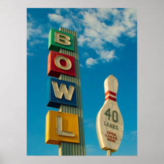 BOWL in kleur - Bowling Alley Neon Sign Poster