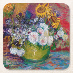 Bowl met bloemen, Van Gogh Kartonnen Onderzetters