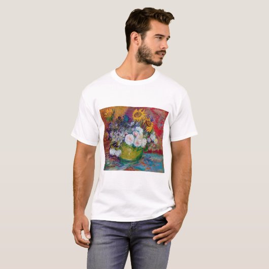 Bowl met bloemen, Van Gogh T-shirt (Voorkant volledig)