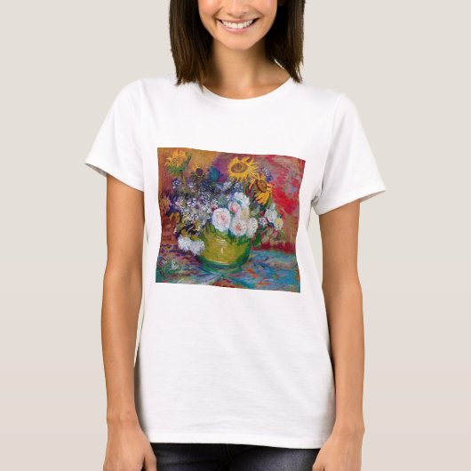 Bowl met bloemen, Van Gogh T-shirt (Voorkant)
