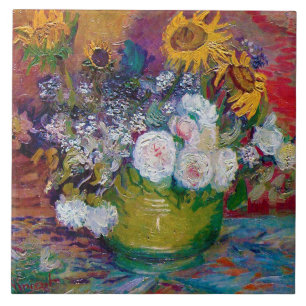 Bowl met bloemen, Van Gogh Tegeltje