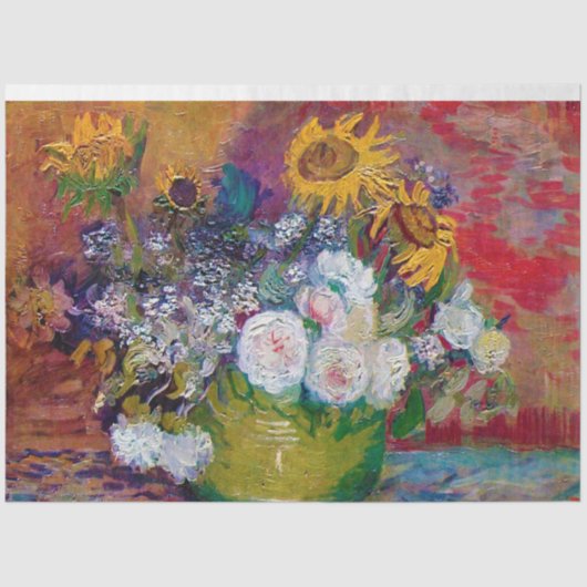 Bowl met bloemen, Van Gogh Tissuepapier (Voorkant)
