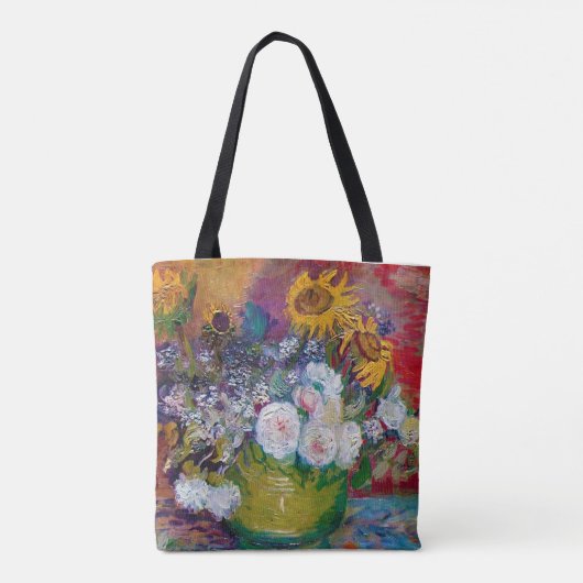 Bowl met bloemen, Van Gogh Tote Bag (Achterkant)