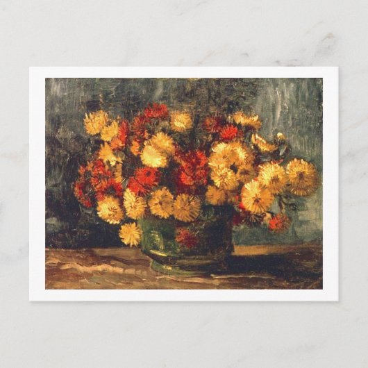 Bowl met Chrysanthemums Van Gogh Fine Art Briefkaart (Voorkant)