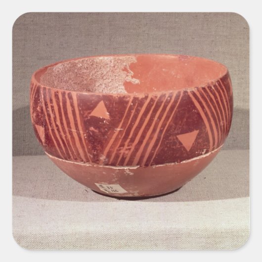 Bowl met driehoekig patroon uit Banpu, Vierkante Sticker (Voorkant)