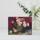 Bowl met pony's en Rozen Van Gogh Fine Art Briefkaart (Staand voorkant)