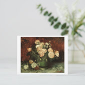 Bowl met pony's en Rozen Van Gogh Fine Art Briefkaart (Staand voorkant)