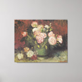 Bowl met volken en Rozen van Vincent van Gogh Canvas Afdruk (Voorkant)