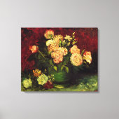 Bowl met volken en Rozen van Vincent van Gogh Canvas Afdruk (Voorkant)