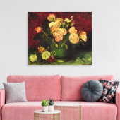 Bowl met volken en Rozen van Vincent van Gogh Canvas Afdruk (Insitu (Woonkamer))