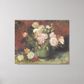 Bowl met volken en Rozen van Vincent van Gogh Canvas Afdruk (Voorkant)