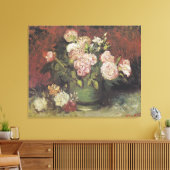 Bowl met volken en Rozen van Vincent van Gogh Canvas Afdruk (Insitu (Woonkamer))