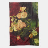 Bowl met volken en Rozen van Vincent van Gogh Theedoek (Verticaal)