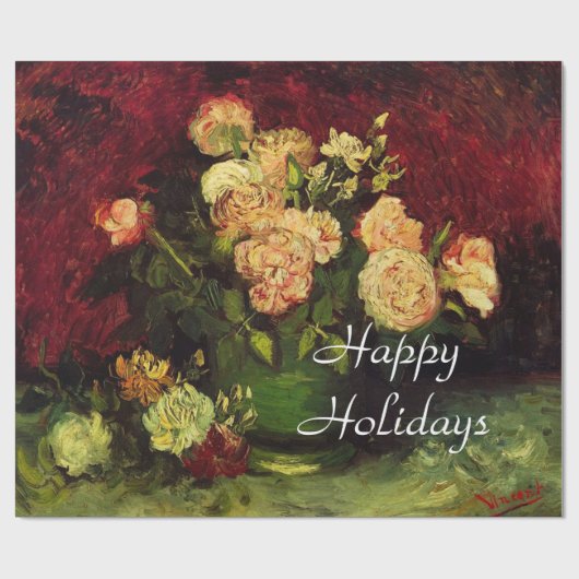 Bowl met volken en Rozen, Vincent van Gogh. Cadeaupapier (Vlak)