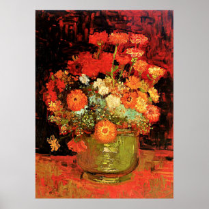 Bowl met Zinnias door Vincent van Gogh, Poster