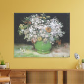 Bowl met Zinnias en andere bloemen Canvas Afdruk (Insitu (Woonkamer))