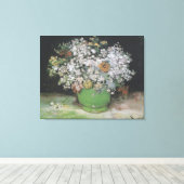 Bowl met Zinnias en andere bloemen Canvas Afdruk (Insitu (Houten vloer))