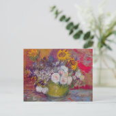 Bowl met zonnebloemen en Rozen van Vincent van Gog Briefkaart (Staand voorkant)