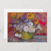 Bowl met zonnebloemen en Rozen van Vincent van Gog Briefkaart (Voorkant / Achterkant)
