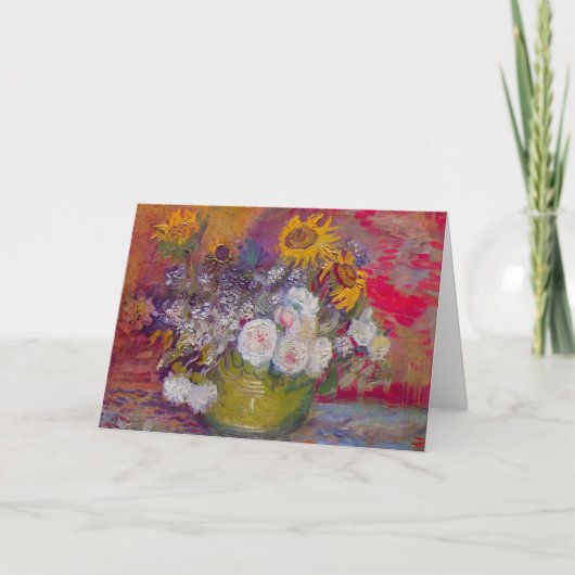 Bowl met zonnebloemen en Rozen van Vincent van Gog Kaart (Voorkant)