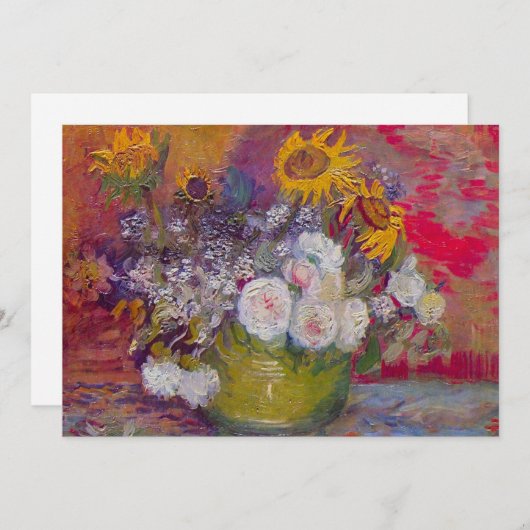 Bowl met zonnebloemen en Rozen van Vincent van Gog Kaart (Voorkant / Achterkant)