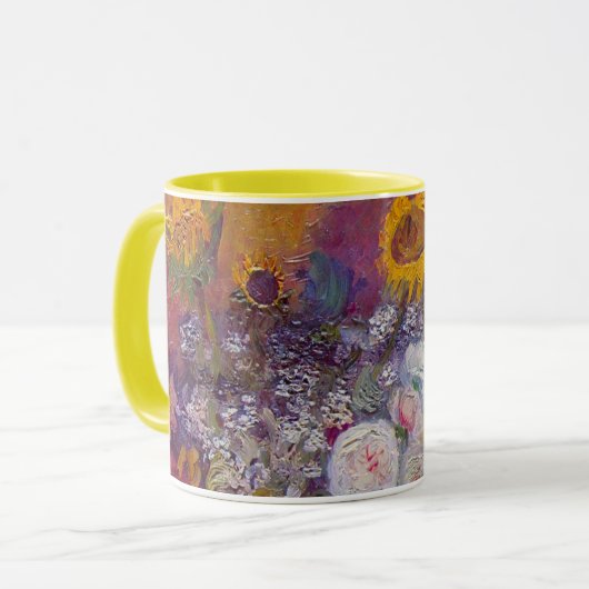 Bowl met zonnebloemen en Rozen van Vincent van Gog Mok (Voorkant links)