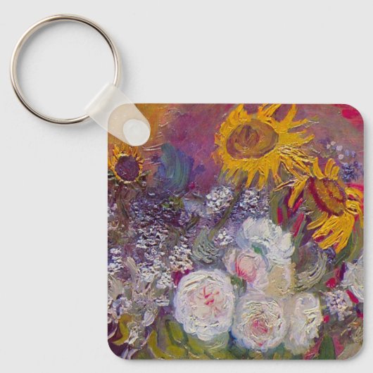Bowl met zonnebloemen en Rozen van Vincent van Gog Sleutelhanger (Voorkant)