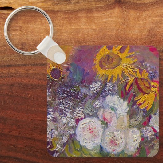 Bowl met zonnebloemen en Rozen van Vincent van Gog Sleutelhanger (Voorkant)