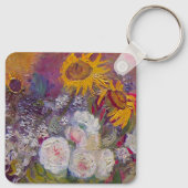 Bowl met zonnebloemen en Rozen van Vincent van Gog Sleutelhanger (Achterkant)