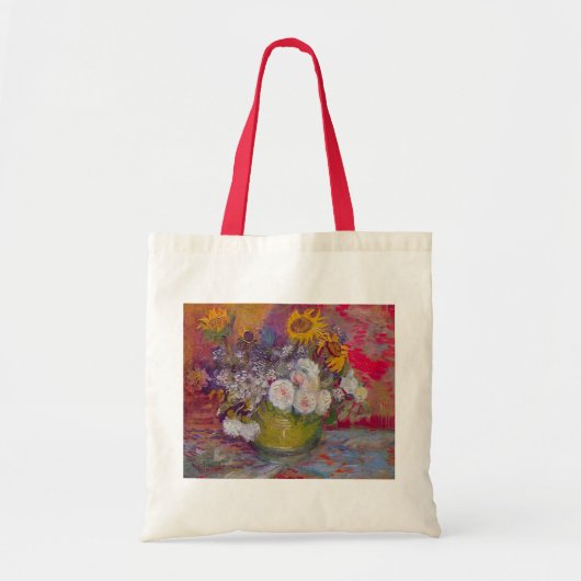 Bowl met zonnebloemen en Rozen van Vincent van Gog Tote Bag (Voorkant)