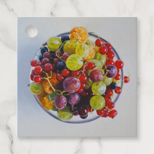 Bowl of Berries - Hyperrealistische Fruit Stilleve Bedankjes Labels (Voorkant)