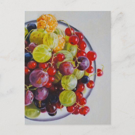 Bowl of Berries - Hyperrealistische Fruit Stilleve Briefkaart (Voorkant)