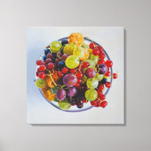 Bowl of Berries - Hyperrealistische Fruit Stilleve Canvas Afdruk