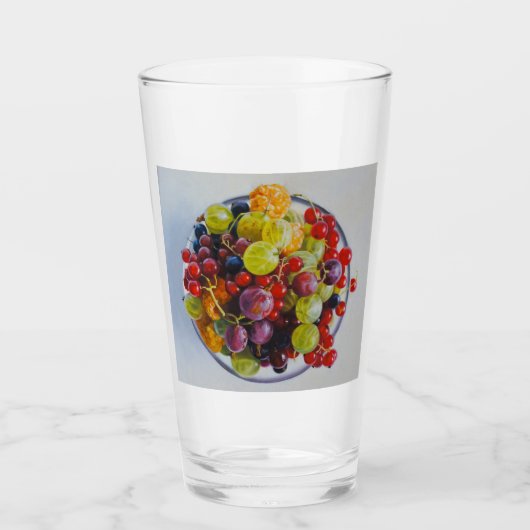 Bowl of Berries - Hyperrealistische Fruit Stilleve Glas (Voorkant)
