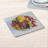 Bowl of Berries - Hyperrealistische Fruit Stilleve Kartonnen Onderzetters (Schuin)