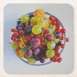 Bowl of Berries - Hyperrealistische Fruit Stilleve Kartonnen Onderzetters