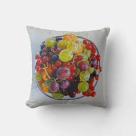 Bowl of Berries - Hyperrealistische Fruit Stilleve Kussen