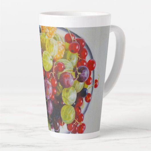 Bowl of Berries - Hyperrealistische Fruit Stilleve Latte Mok (Rechterhoek)